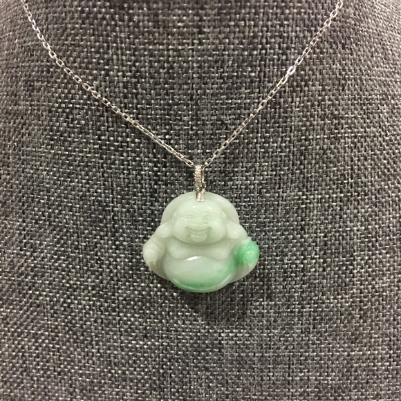 Jewelry - Buddha Jade Pendant 18k white gold & diamond